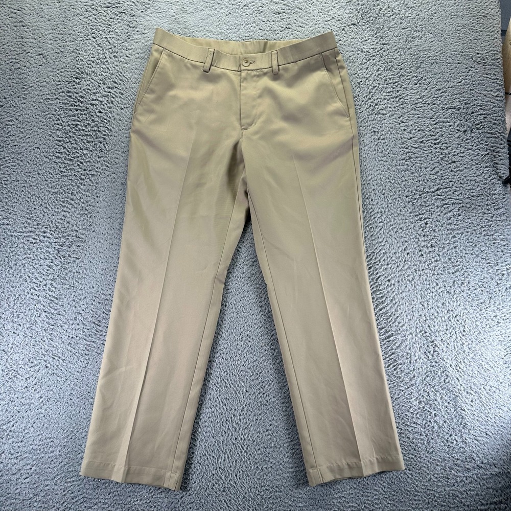 Haggar Pant Mens 34x29 Beige Polyester Dress Straight Leg Formal Business Career